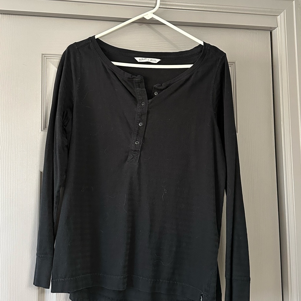 Woolrich Women's Black Long Sleeve Henley Top